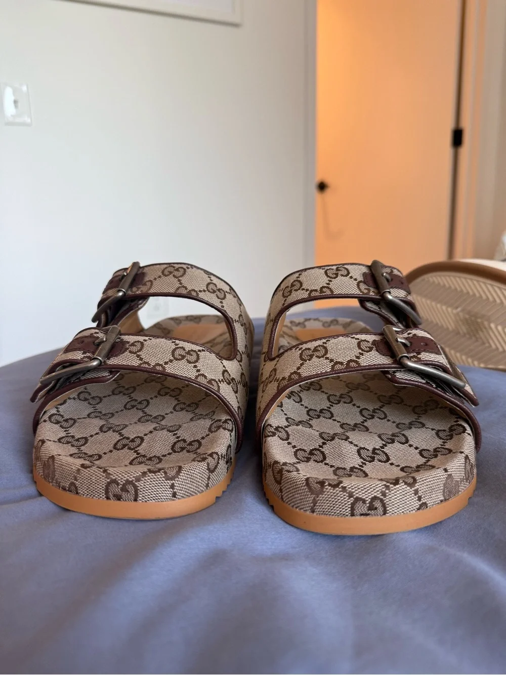GUCCI Men's Sideline GG Canvas Slide Sandals